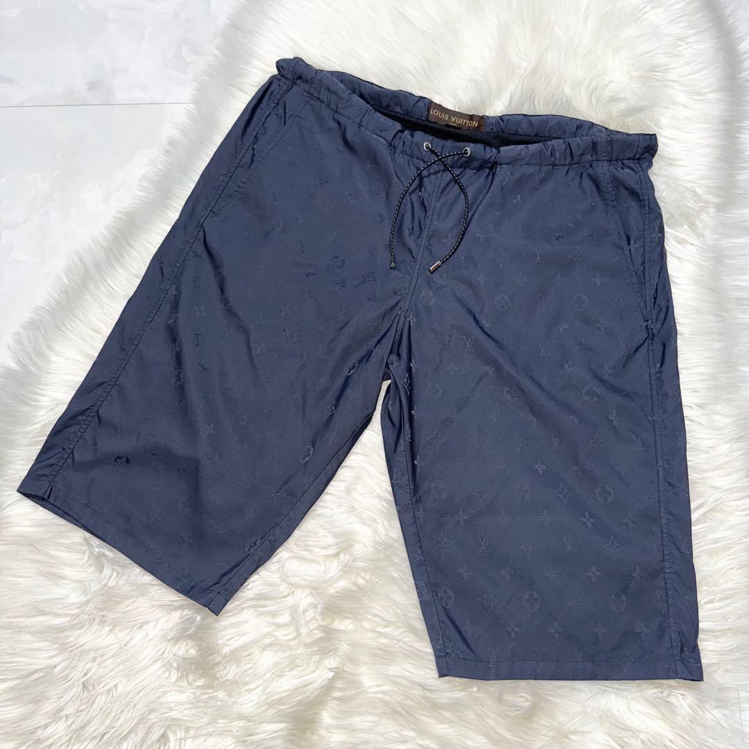 本物 美品 ルイヴィトン モノグラム スイムパンツ ショーツ 水着 S 紺