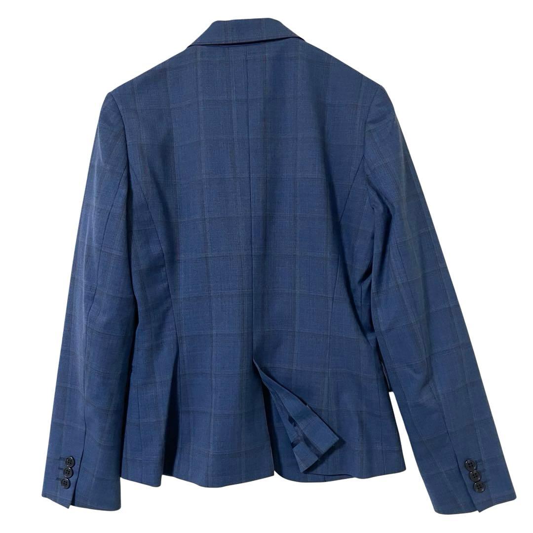 スーツカンパニー パンツスーツ チェック柄 洗える ストレッチ M 38 ブルー
