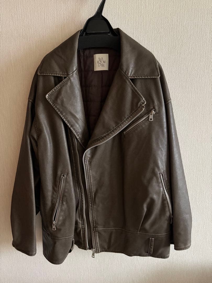 SeaRoomLynn Vintage washレザーキルティングライダースM