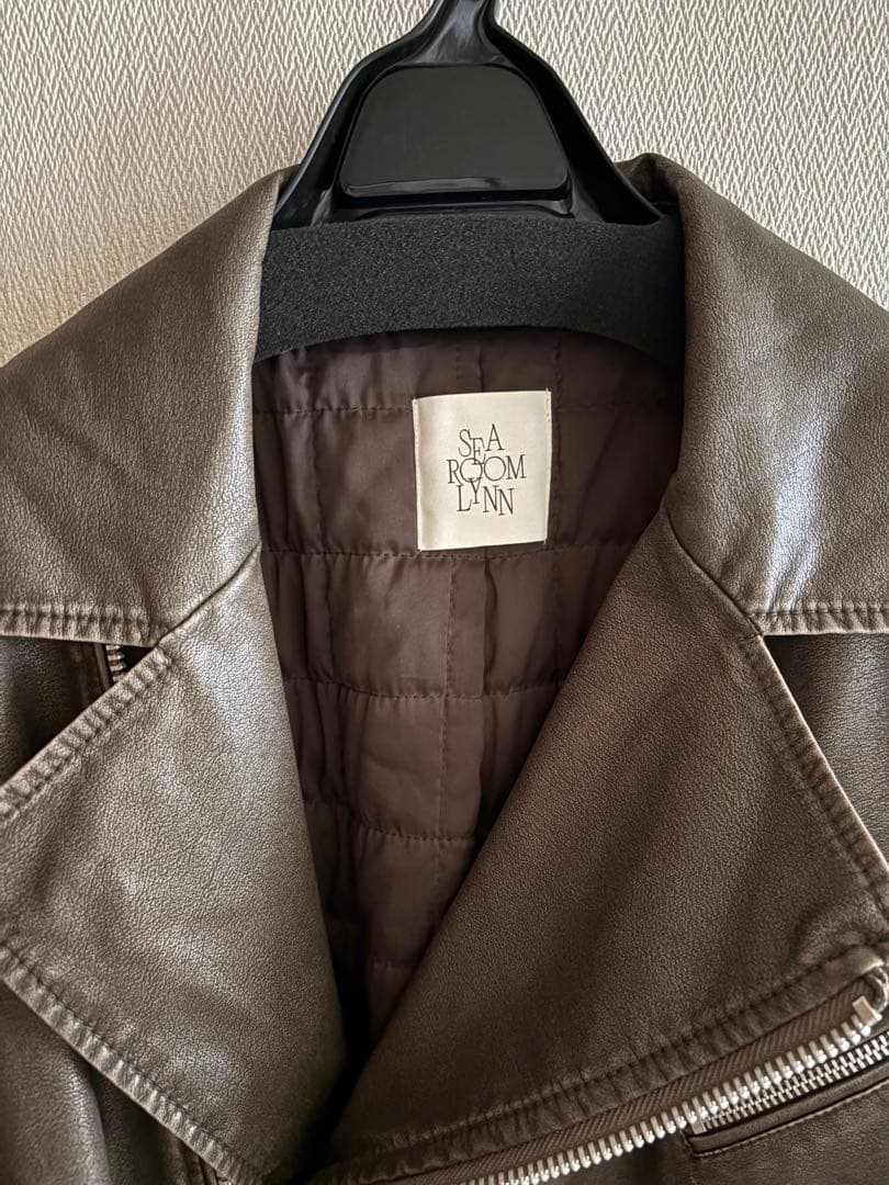 SeaRoomLynn Vintage washレザーキルティングライダースM