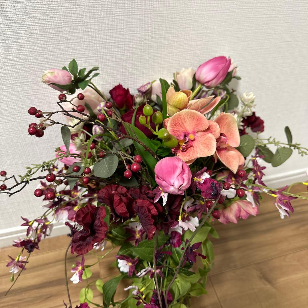 豪華　ウエディングブーケ　造花　ブートニア結婚式　赤　オーダーメイド　クリスマス