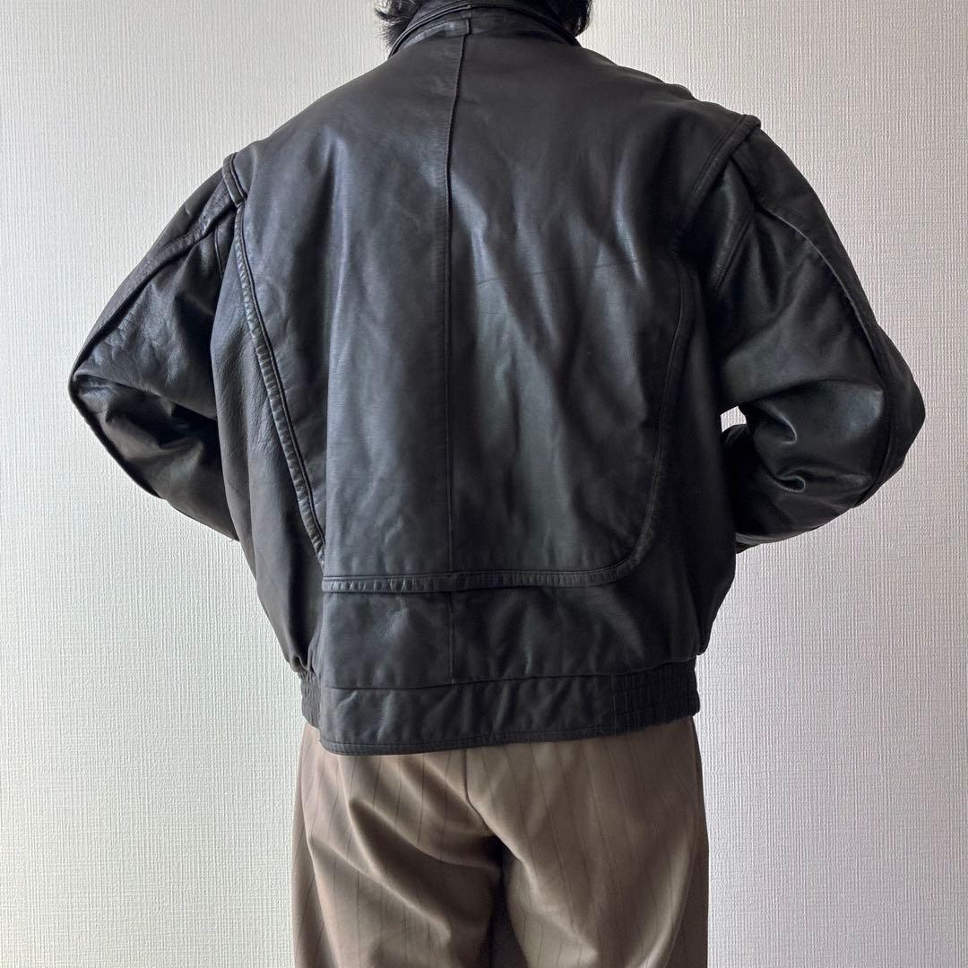 80's ヴィンテージ レザー ボンバージャケットダークブラウン A-2 G-1