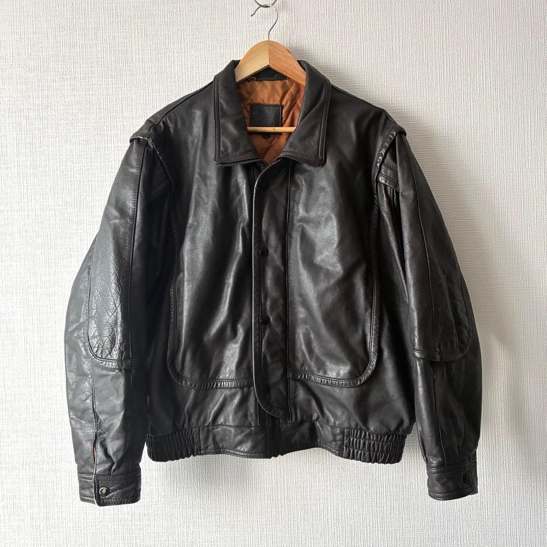 80's ヴィンテージ レザー ボンバージャケットダークブラウン A-2 G-1