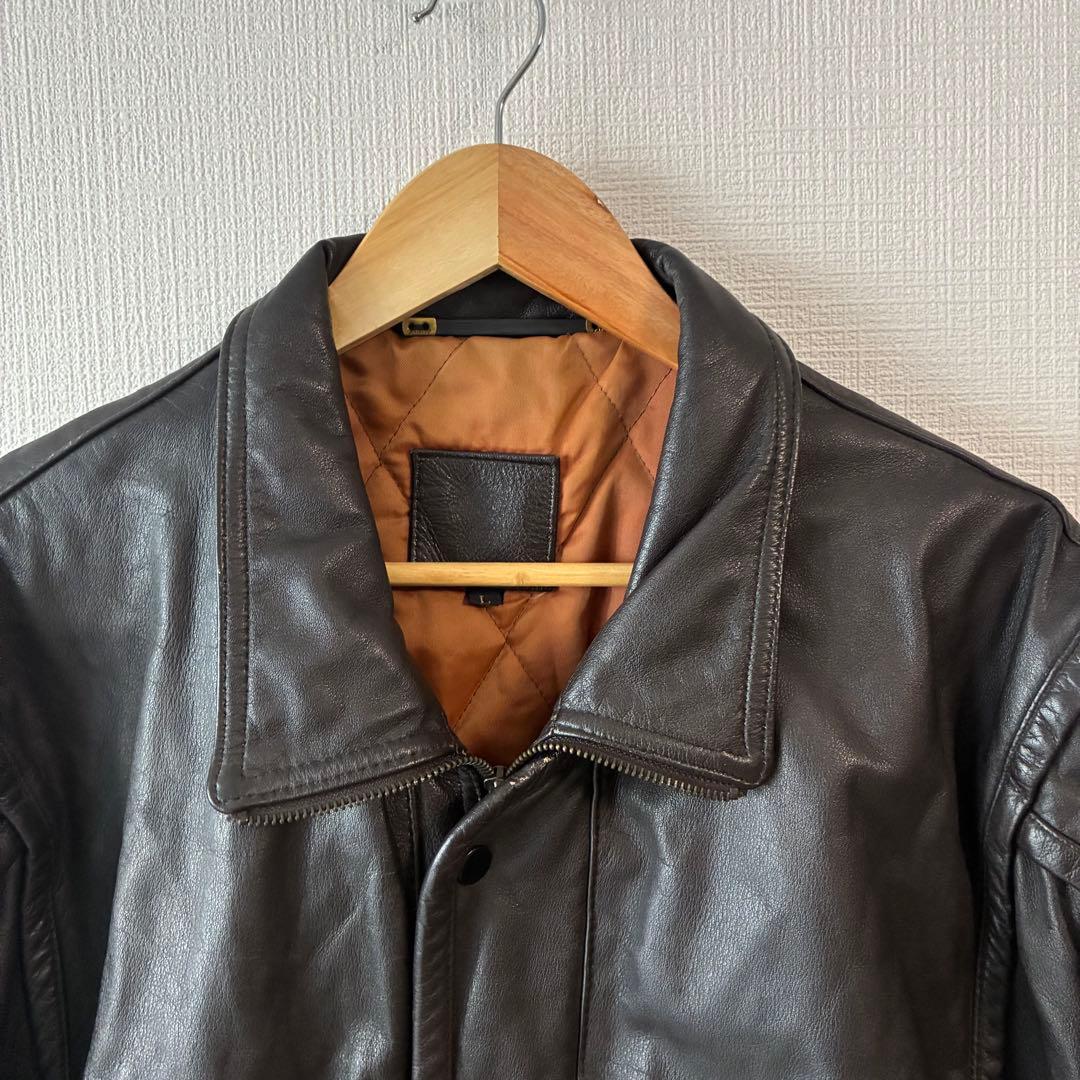 80's ヴィンテージ レザー ボンバージャケットダークブラウン A-2 G-1