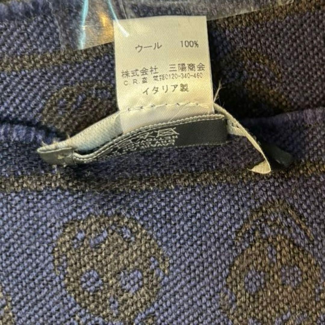 アレキサンダーマックイーン　スカル柄マフラー ネイビー グレー