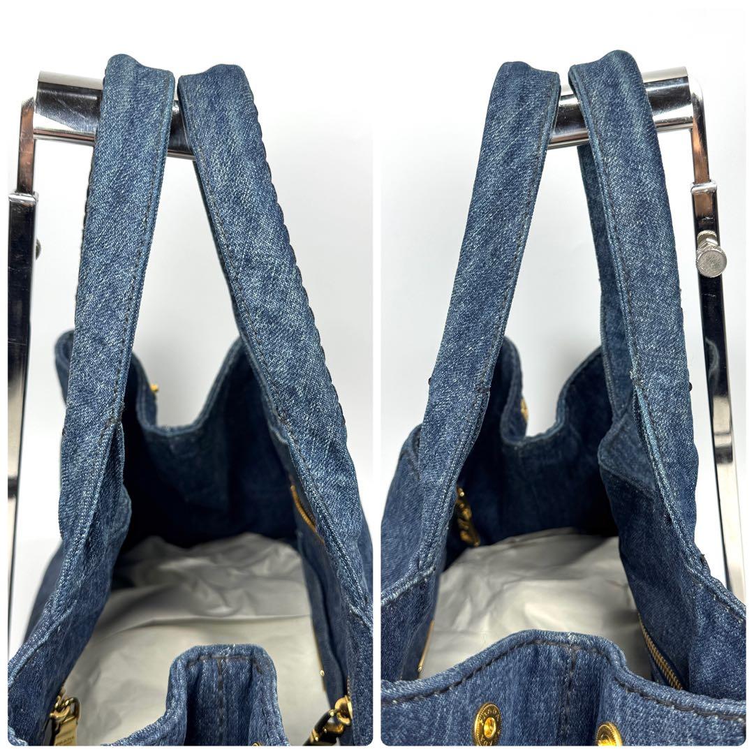 美品✨ PRADA カナパ M デニム トートバッグ ネイビー
