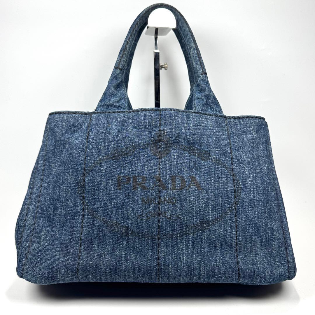 美品✨ PRADA カナパ M デニム トートバッグ ネイビー
