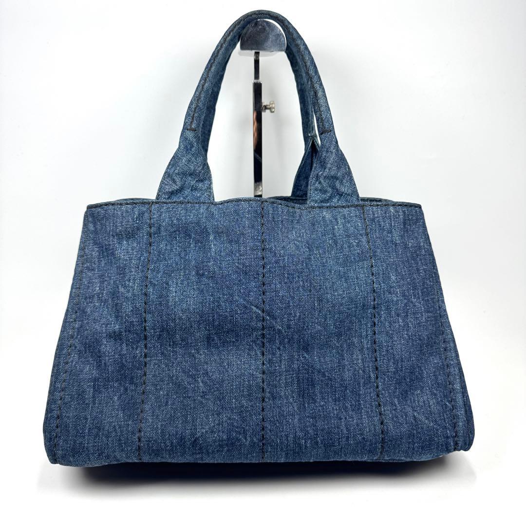 美品✨ PRADA カナパ M デニム トートバッグ ネイビー
