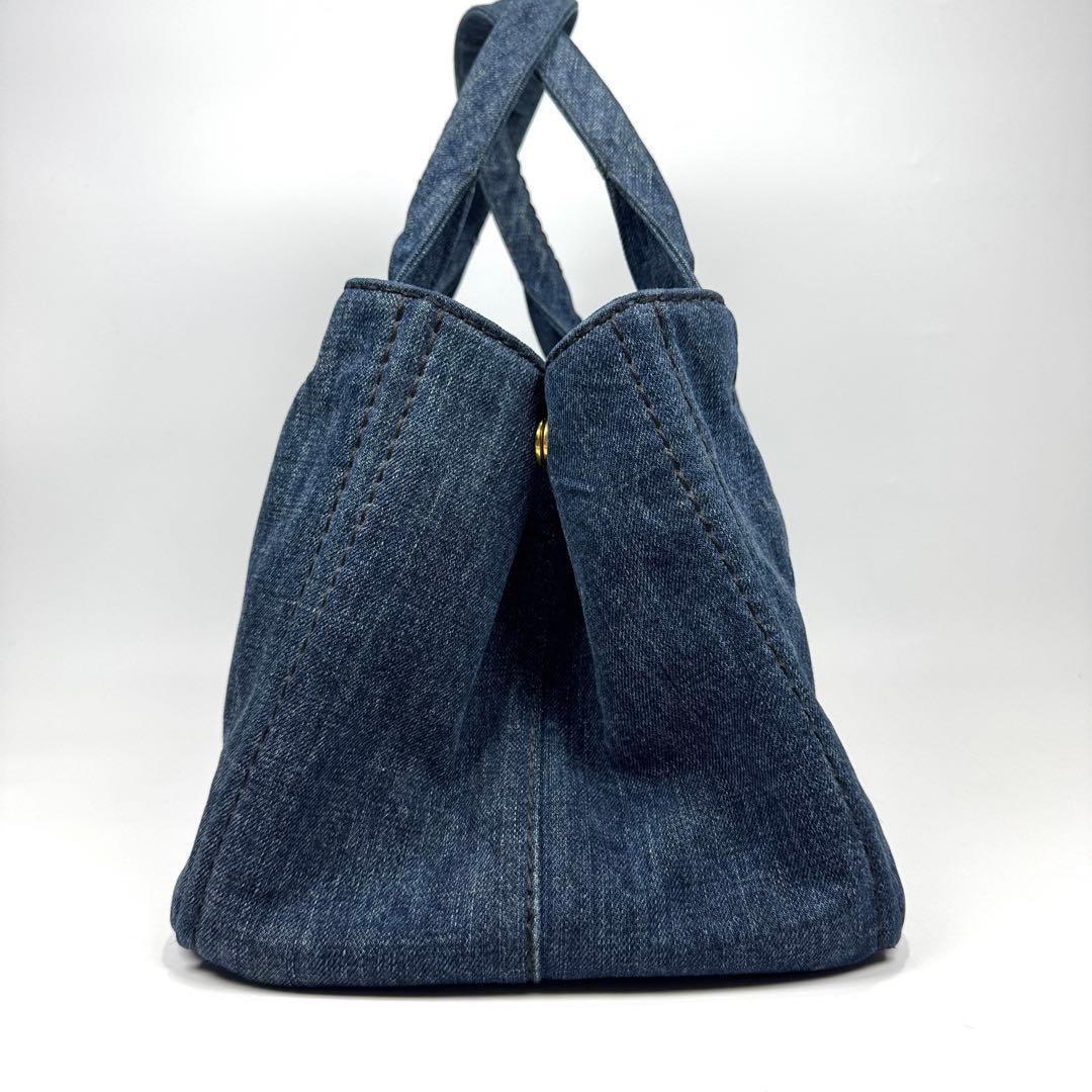 美品✨ PRADA カナパ M デニム トートバッグ ネイビー