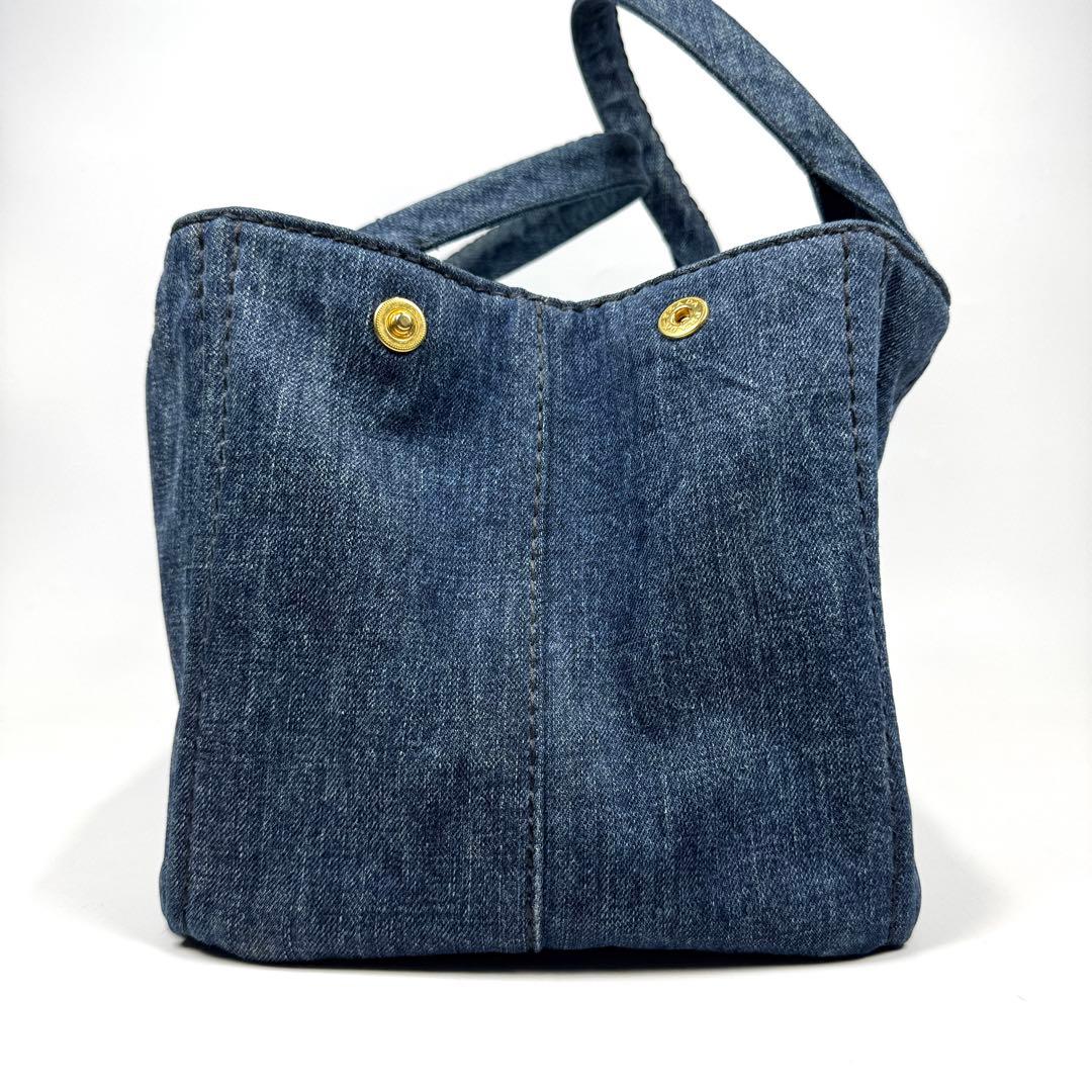 美品✨ PRADA カナパ M デニム トートバッグ ネイビー