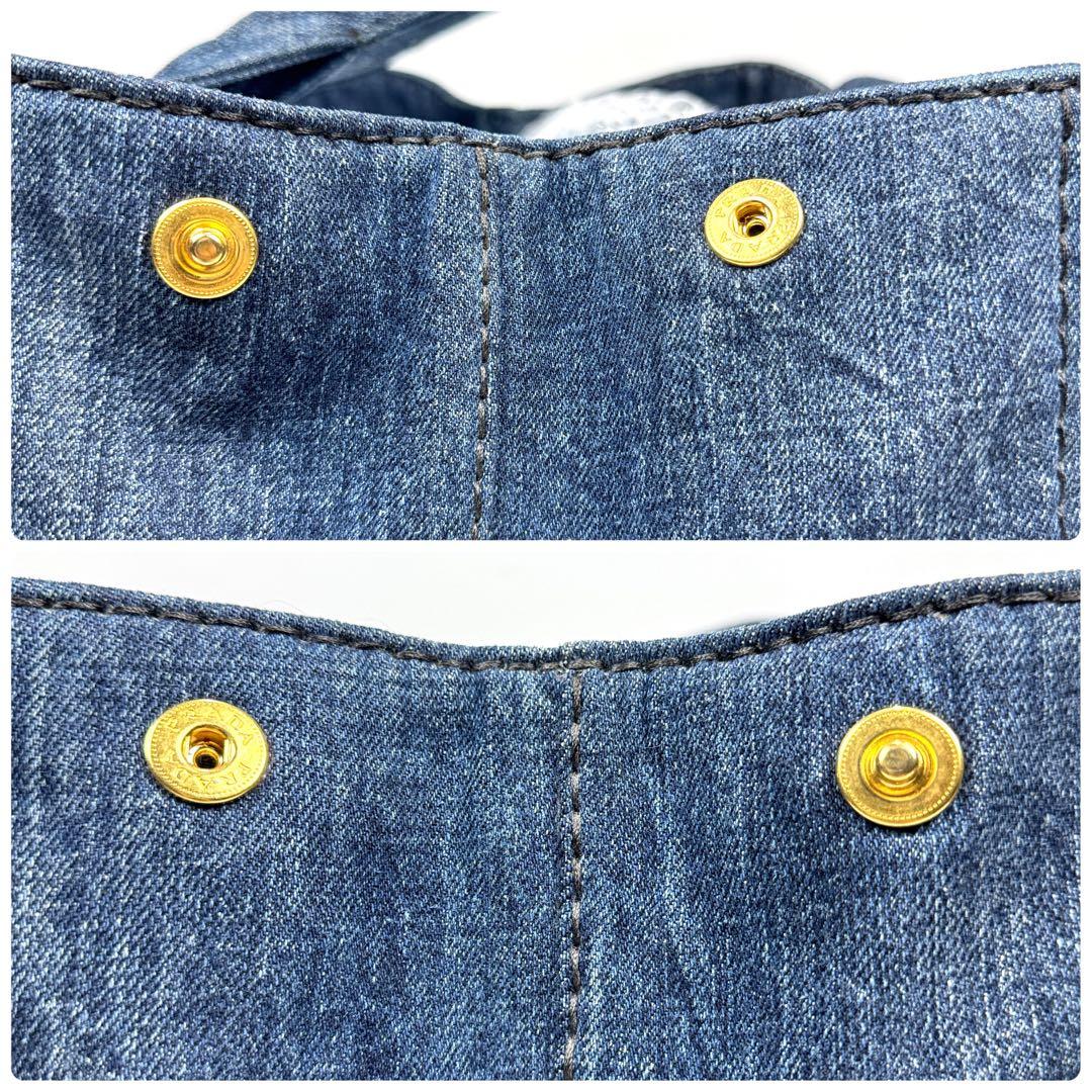美品✨ PRADA カナパ M デニム トートバッグ ネイビー