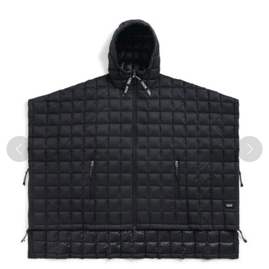 TAION タイオン マウンテン オープンフロント ダウンポンチョ　コート　黒