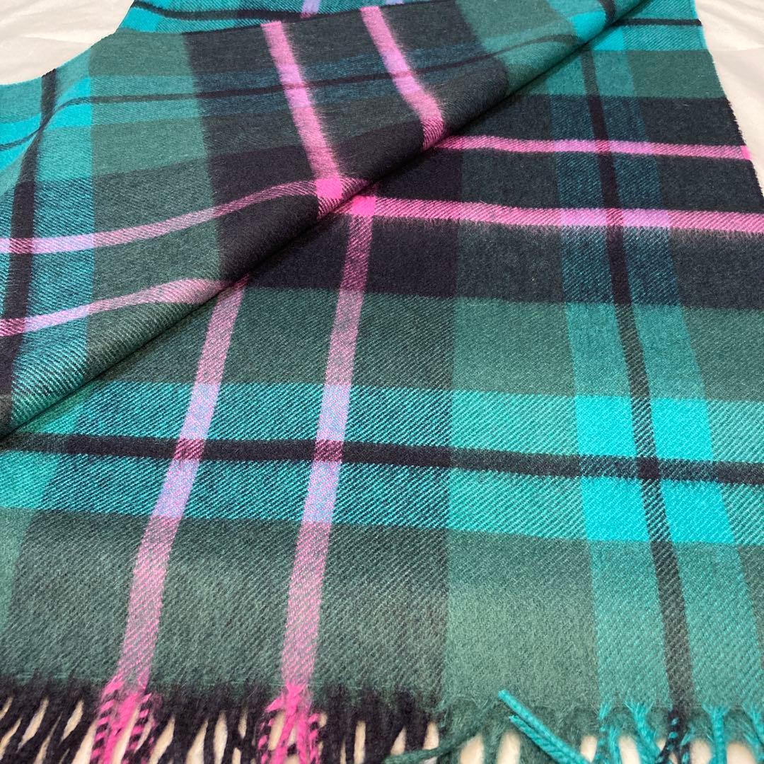 新品 ジョンストンズ カシミヤ100％ 大判ストール グリーン チェック
