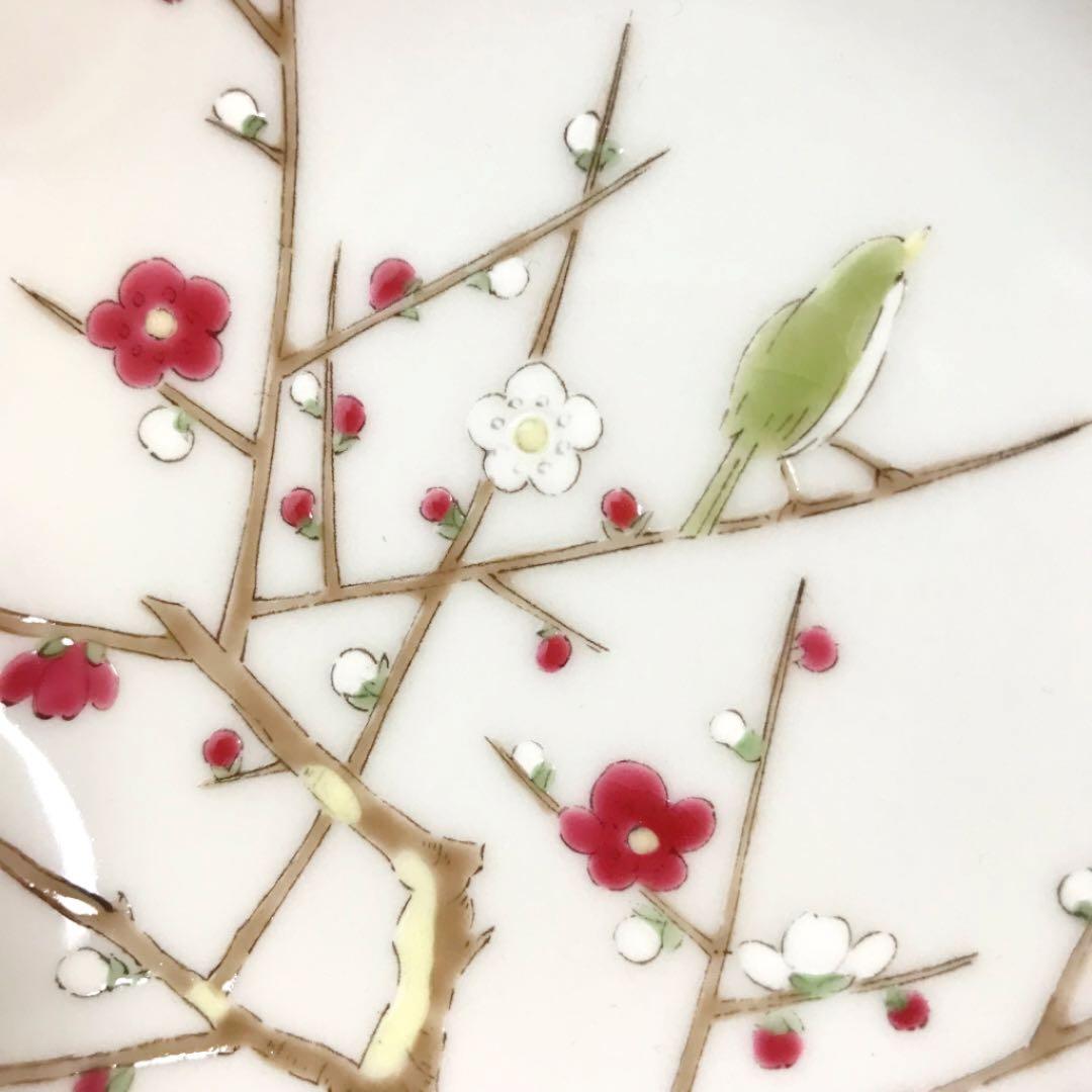 未使用美品✨九谷焼 美山 3.8号 花鳥絵変わり 小鉢 2客 ② 梅 竹 小鳥