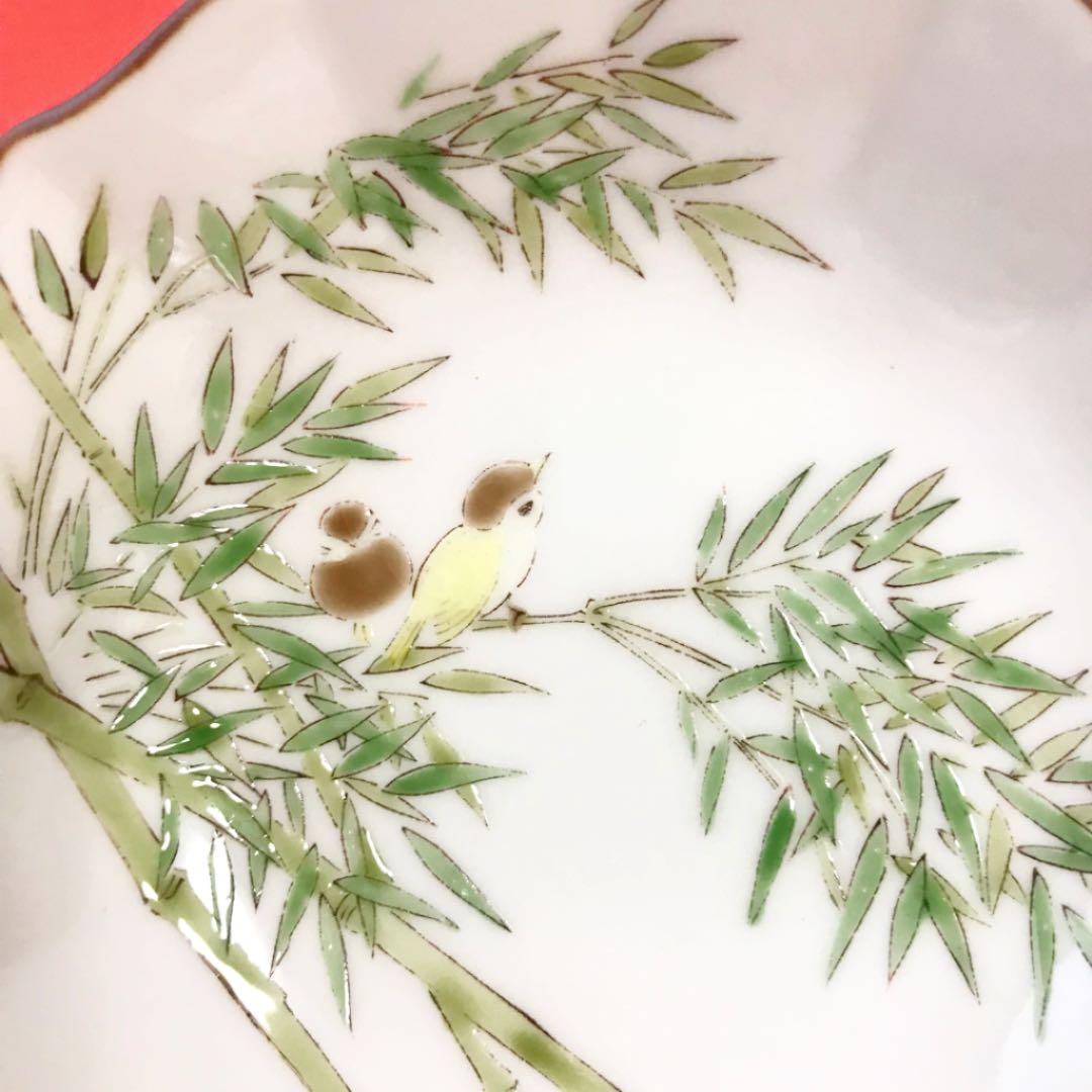未使用美品✨九谷焼 美山 3.8号 花鳥絵変わり 小鉢 2客 ② 梅 竹 小鳥