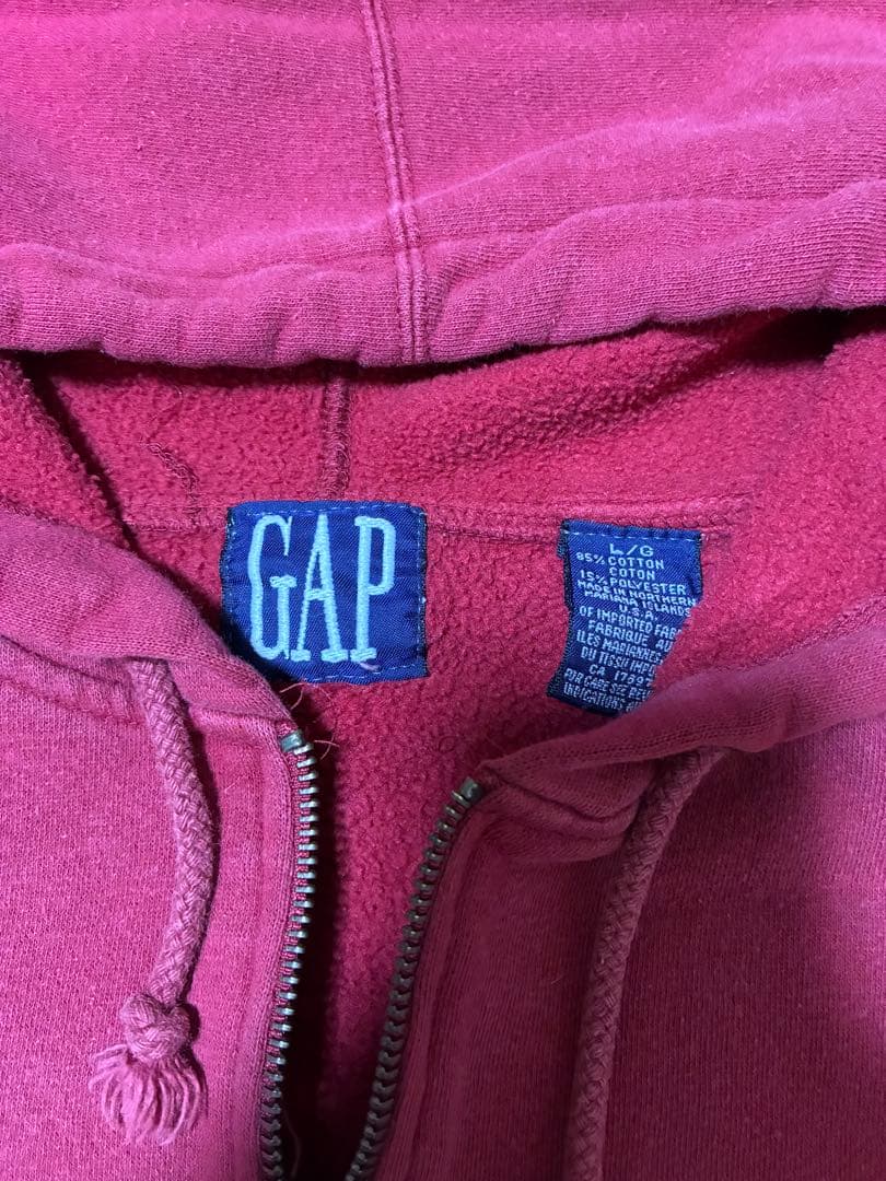 OLD GAP 90s 紺タグ パーカー ハーフジップ　赤　レッド　L