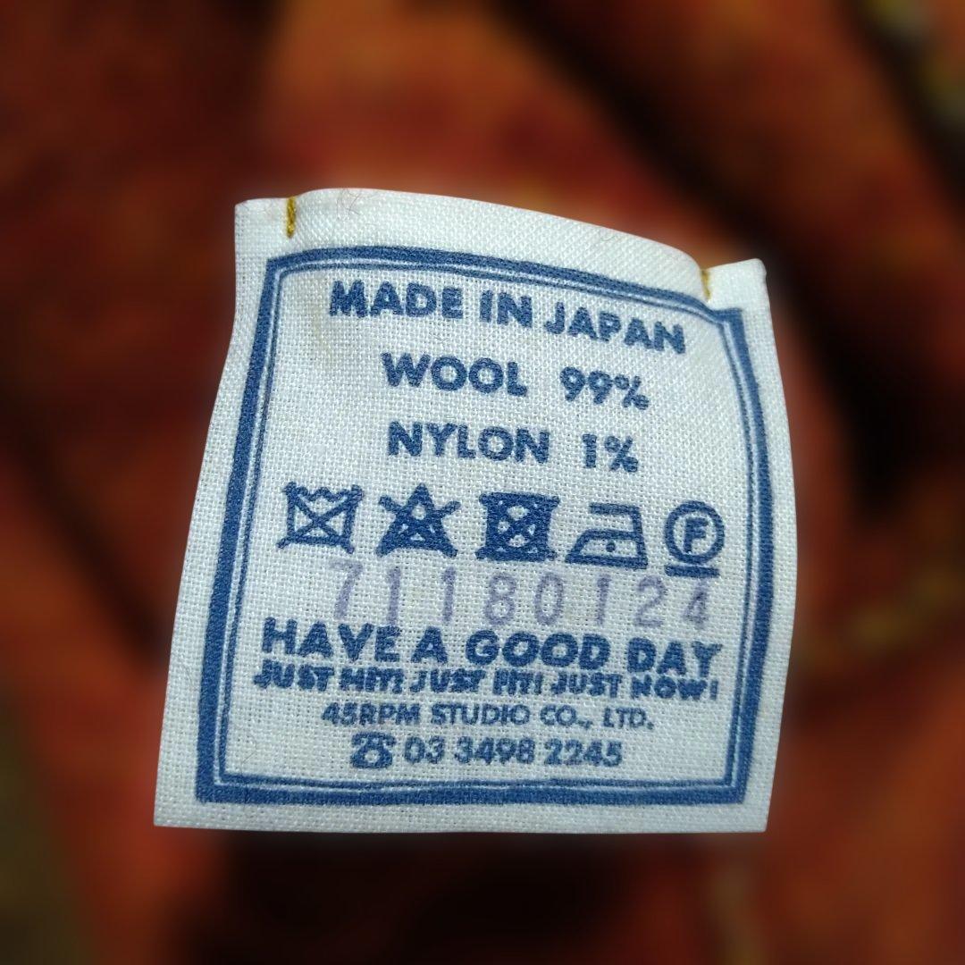 ★45Ｒ★千鳥縮絨ニットのコート　オレンジ