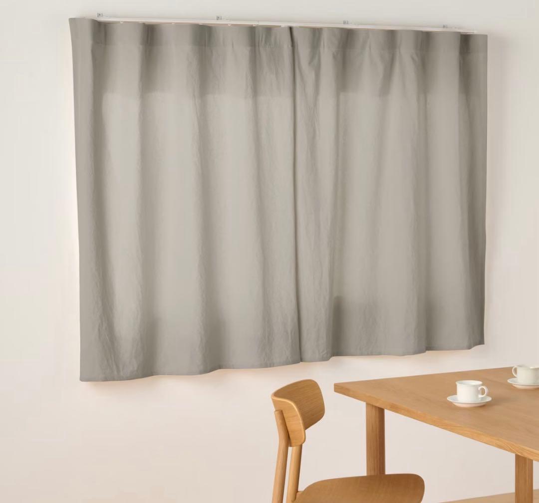 無印　綿洗いざらし平織ノンプリーツカーテン１００×１３５ｃｍ　ペールブラウン