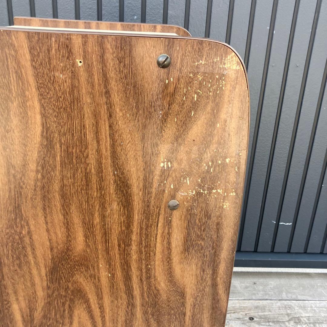 昭和レトロ 木製コンソールテーブル 電話台 コールキャビネット レザー張り 黒