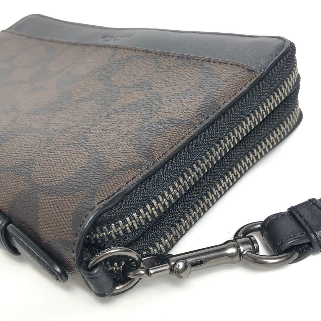 美品 COACH コーチ ラウンドファスナー長財布 オーガナイザー シグネチャー