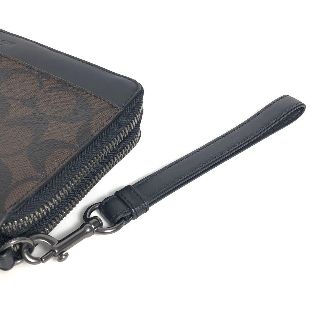 美品 COACH コーチ ラウンドファスナー長財布 オーガナイザー シグネチャー