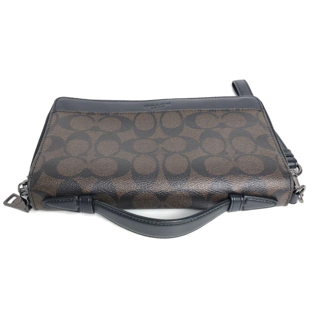美品 COACH コーチ ラウンドファスナー長財布 オーガナイザー シグネチャー