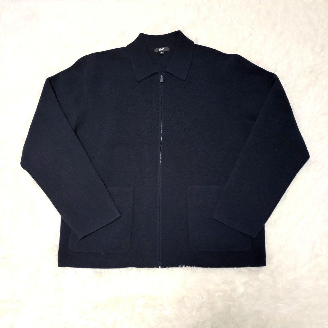 2025モデルニットフルジップジャケット L ネイビー UNIQLO C