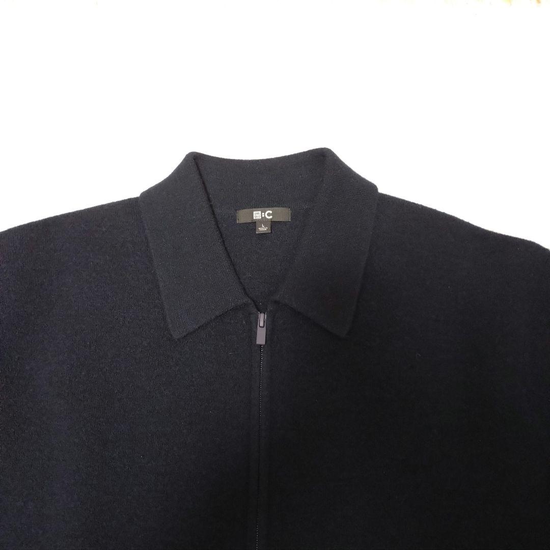 2025モデルニットフルジップジャケット L ネイビー UNIQLO C