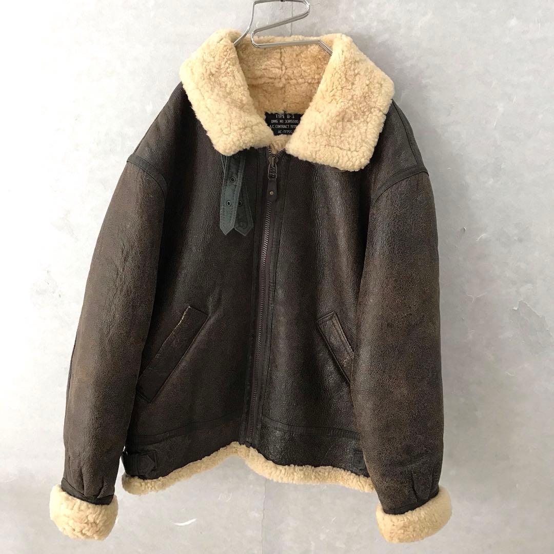 90s 本革 B-3 リアルムートン フライトジャケット シープスキン 42