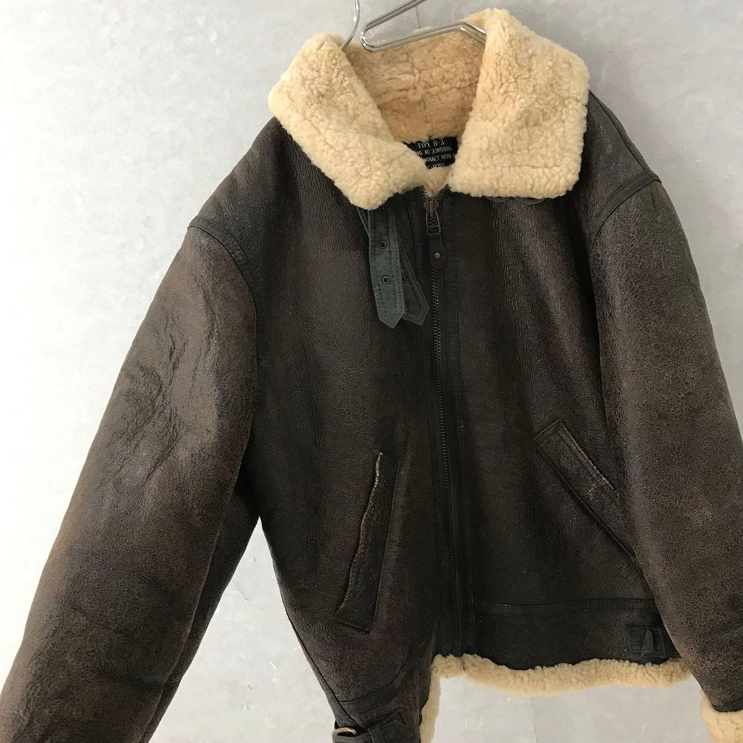 90s 本革 B-3 リアルムートン フライトジャケット シープスキン 42