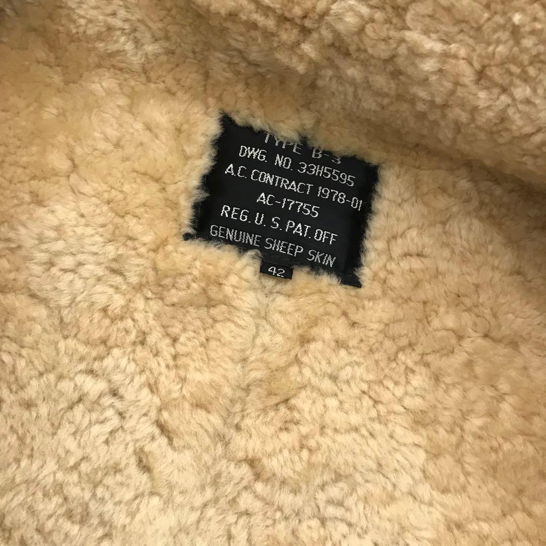 90s 本革 B-3 リアルムートン フライトジャケット シープスキン 42