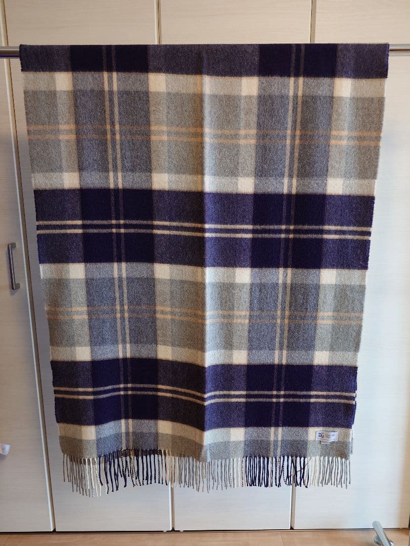 Johnstonsジョンストンズ 大判カシミヤストール シルバーバンノックバーン