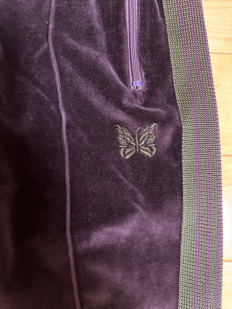 Needles ニードルス　ベロア　トラックパンツ　パープル×グリーン