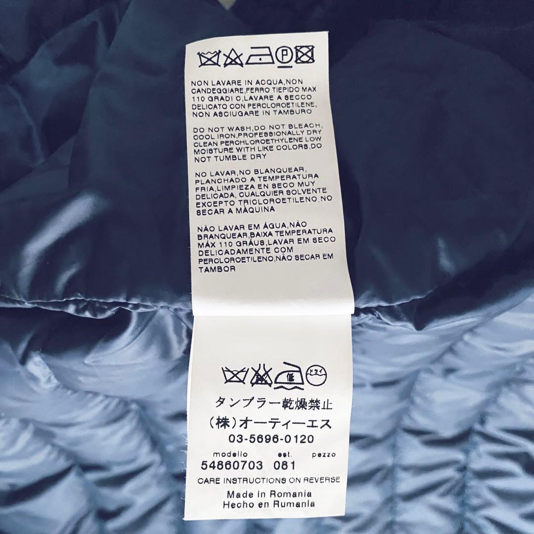 美品◆MaxMaraロングダウンコート 女優襟 リボンベルト ネイビー L-XL