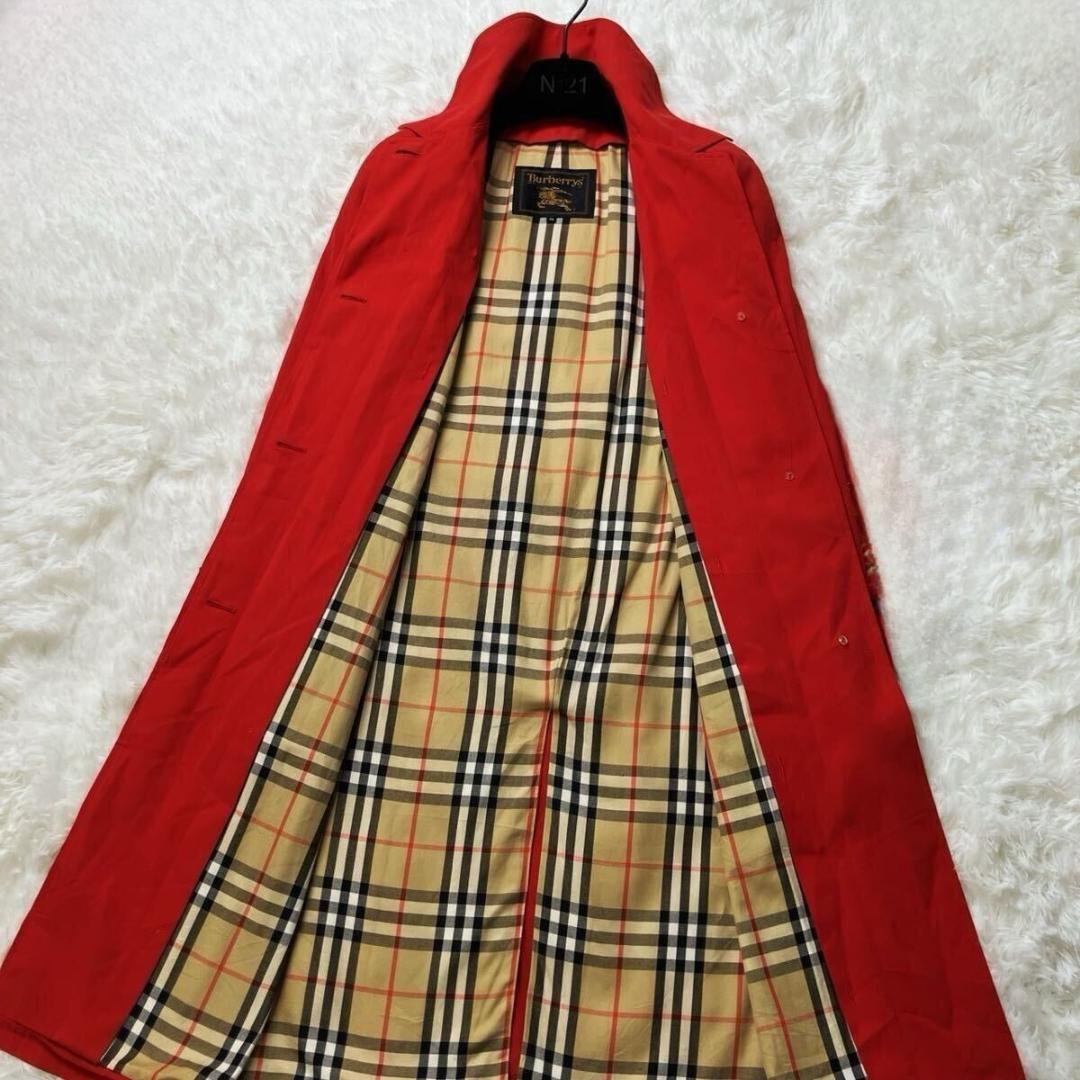 ☆ バーバリーズ ステンカラー コート 裏地ノバチェック レッド 赤 38 M❤