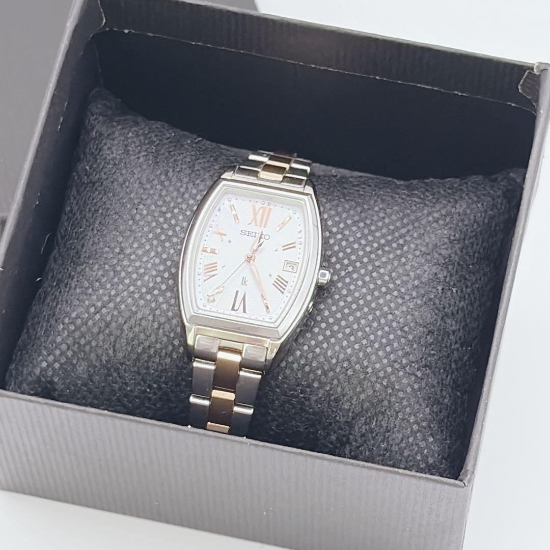 【極美品✨】SEIKO ルキア 腕時計 電波ソーラー 1Pダイヤ デイト シェル