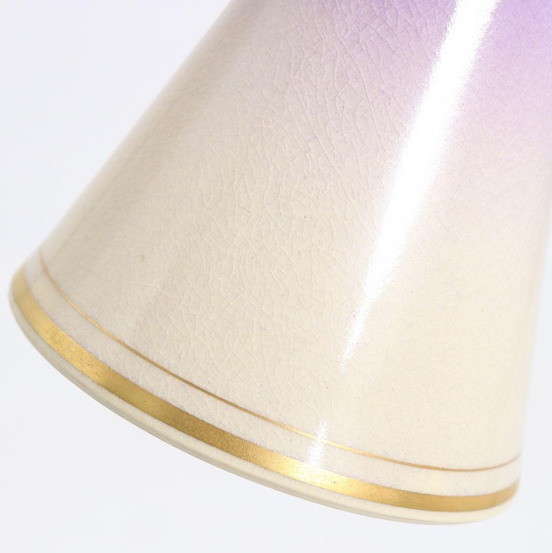 江月窯 新妻守作 白薩摩 飾壷 紫ぼかし藤花文 花瓶 薩摩焼 共箱　C959