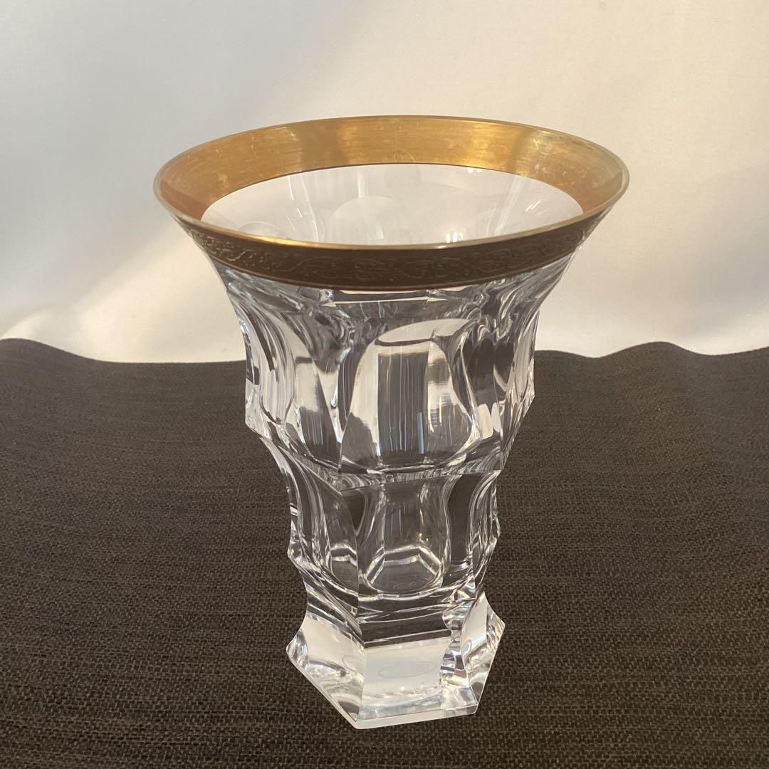 モーゼル　金色の縁取り　クリスタルガラス　高さ12cm