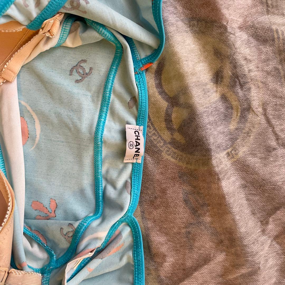 Chanel 水着 ワンピース 38 水色 ボール柄