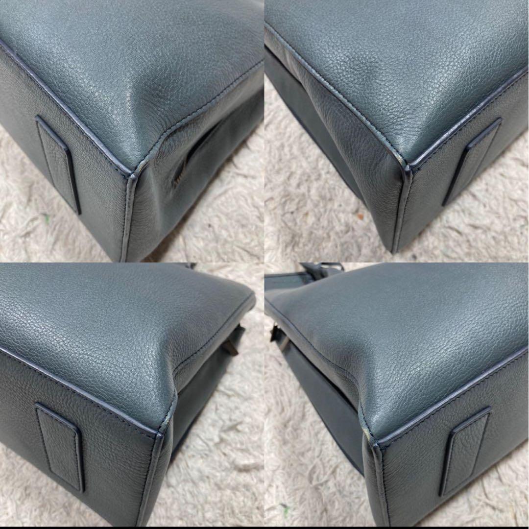 【美品】マザーハウス/レザー トートバッグ/A4可/グレー/本革/チャーム付き