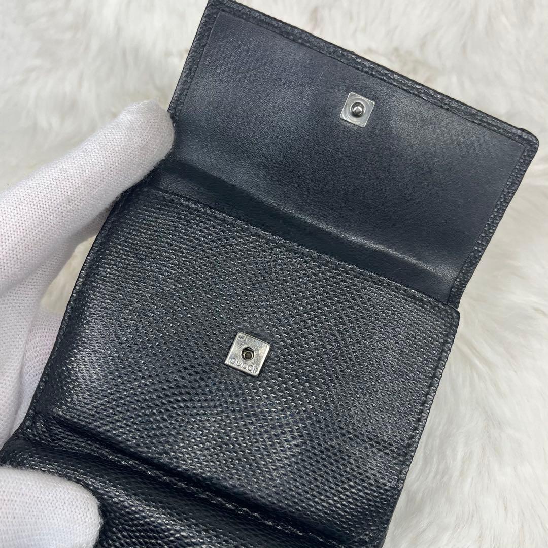 【美品】GUCCI ブラックレザー 三つ折り財布