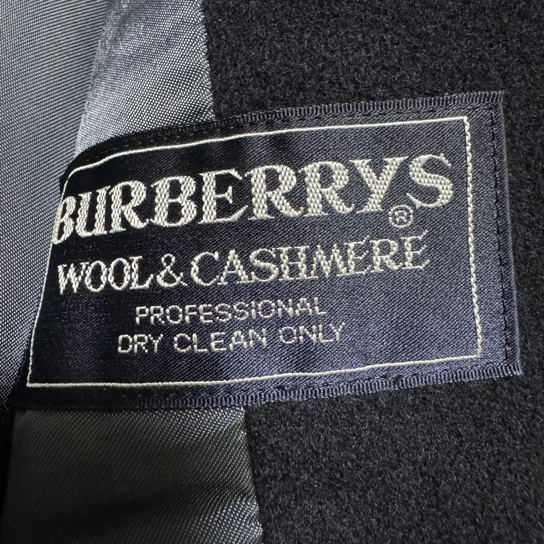 【美品】Burberry　バーバリー　カシミヤ　ロングコート　ウール　ネイビー