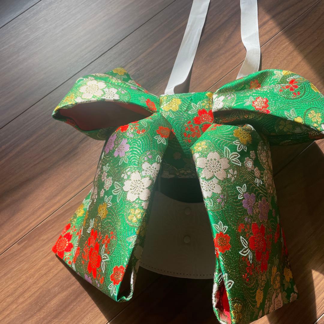 お値下げ中 七五三用 花柄リボン　髪飾り•巾着付