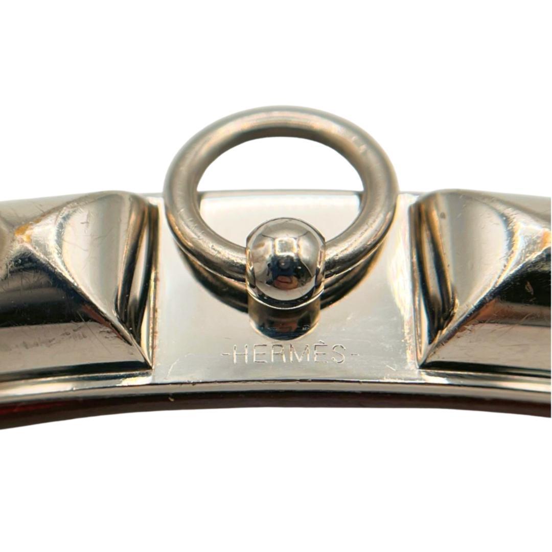 エルメス レザー リヴァル ドゥブルトゥール ブレスレット レッド シルバー