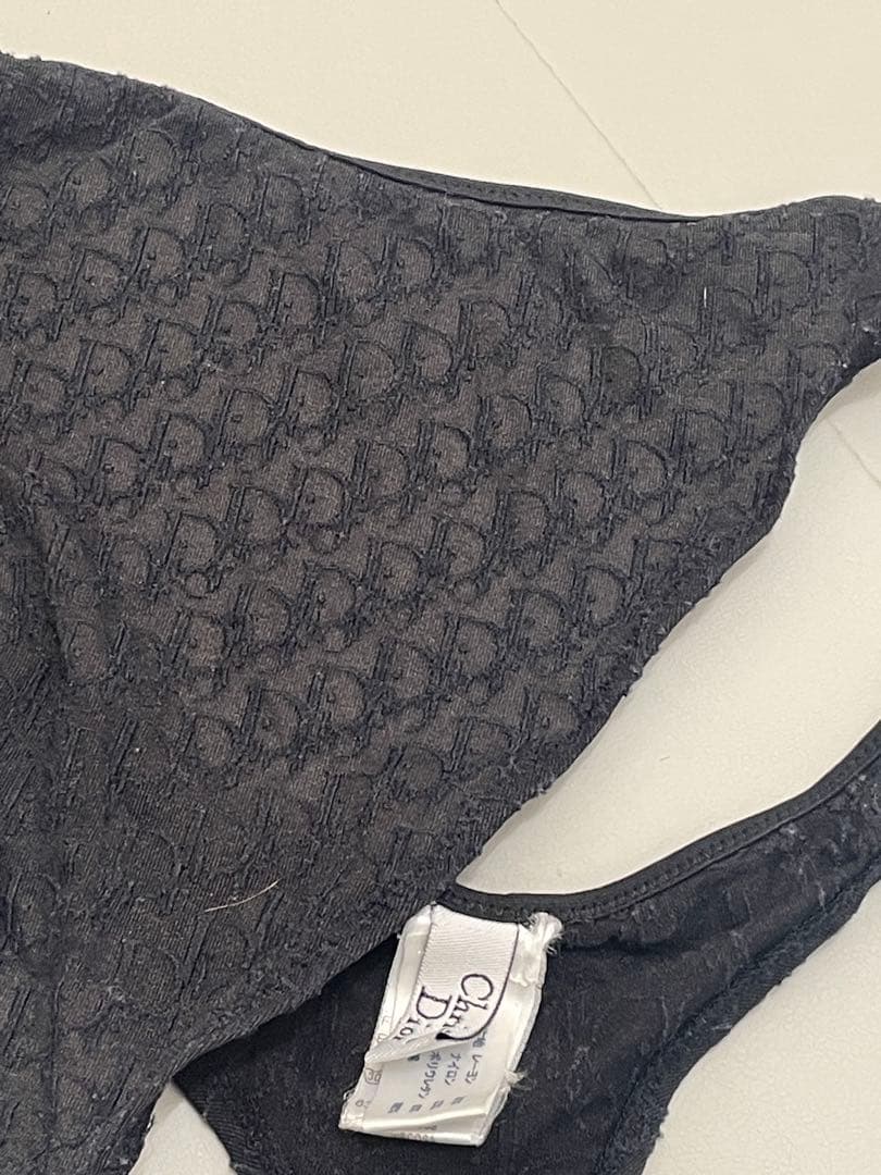 Christian Dior 黒　トロッター柄　ブラショーツセット