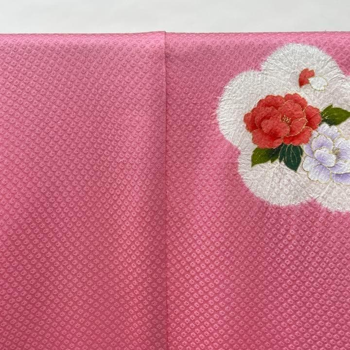243 三つ身 子供 着物 七五三 襦袢付き ピンク ポリエステル 可愛い