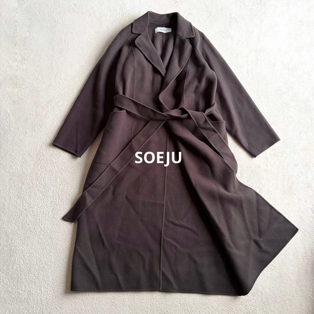 hanaSOEJU ソージュ ウールリバーローブコート チャコールグレー