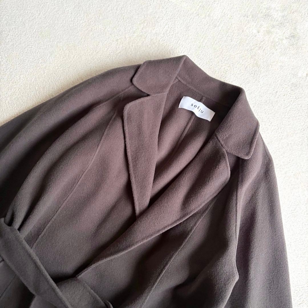 hanaSOEJU ソージュ ウールリバーローブコート チャコールグレー