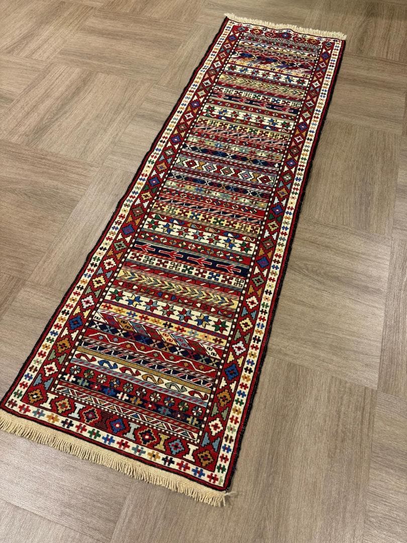手織り アゼルバイジャン スマック キリム ランナー 192x59cm ペルシャ