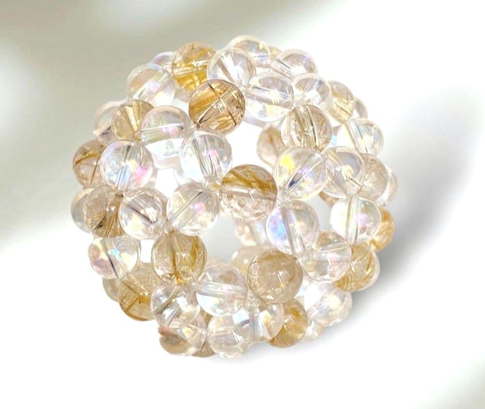 神聖幾何学フラーレン アクアクリスタル ルチルクォーツ 7mm玉 バッキーボール